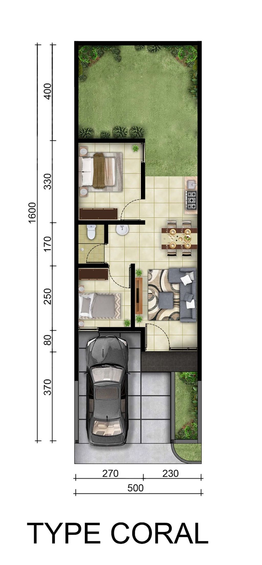 foto denah rumah tipe CORAL perumahan MAGNOLIA RESIDENCE 2