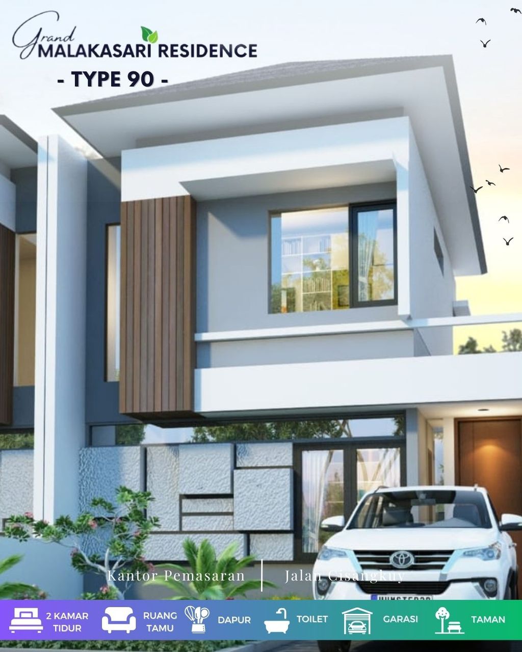 foto tampak rumah tipe 90 perumahan Grand Malakasari Residence
