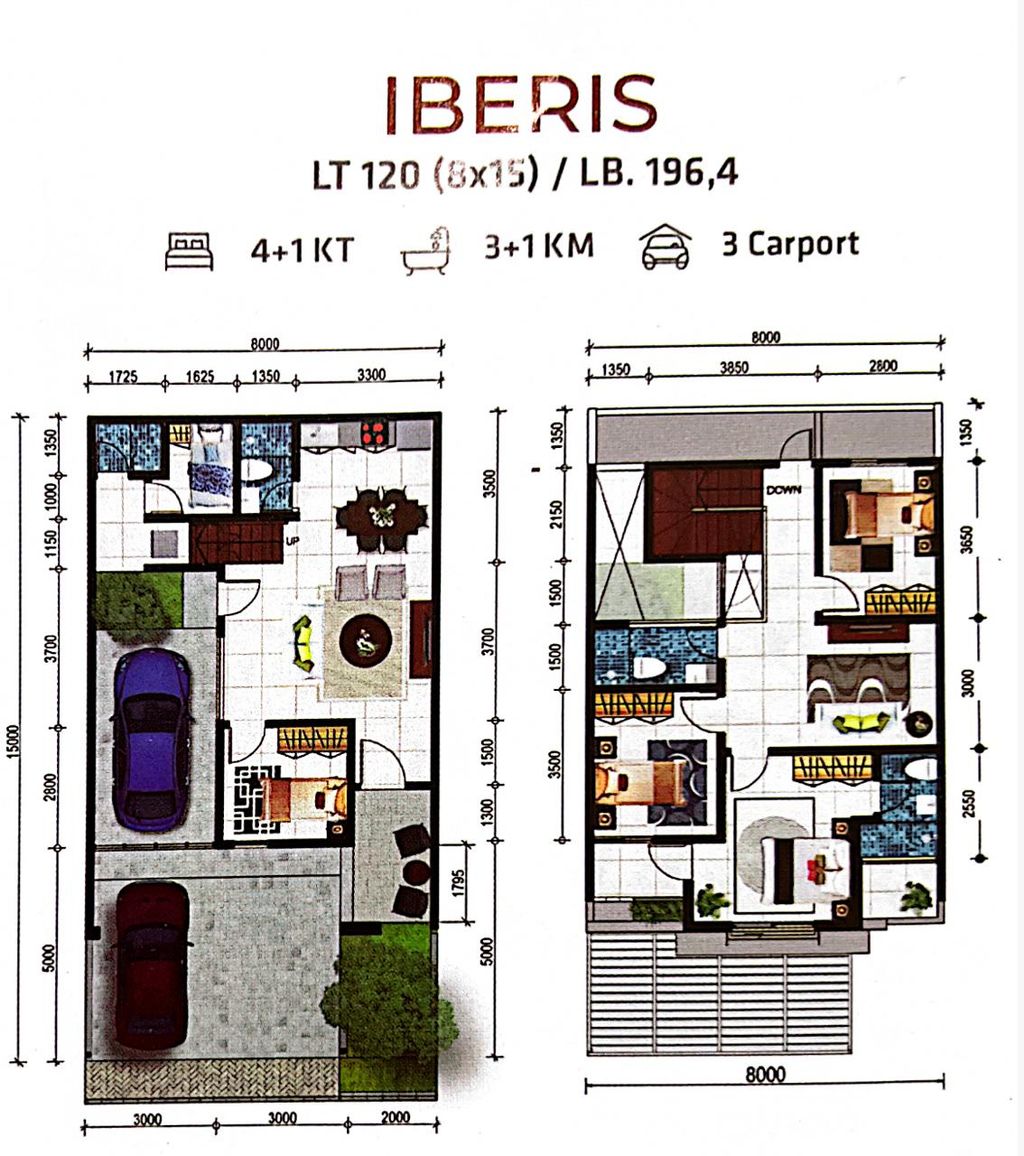 foto denah rumah tipe IBERIS perumahan SPRINGVILLE RESIDENCE 2 PHASE