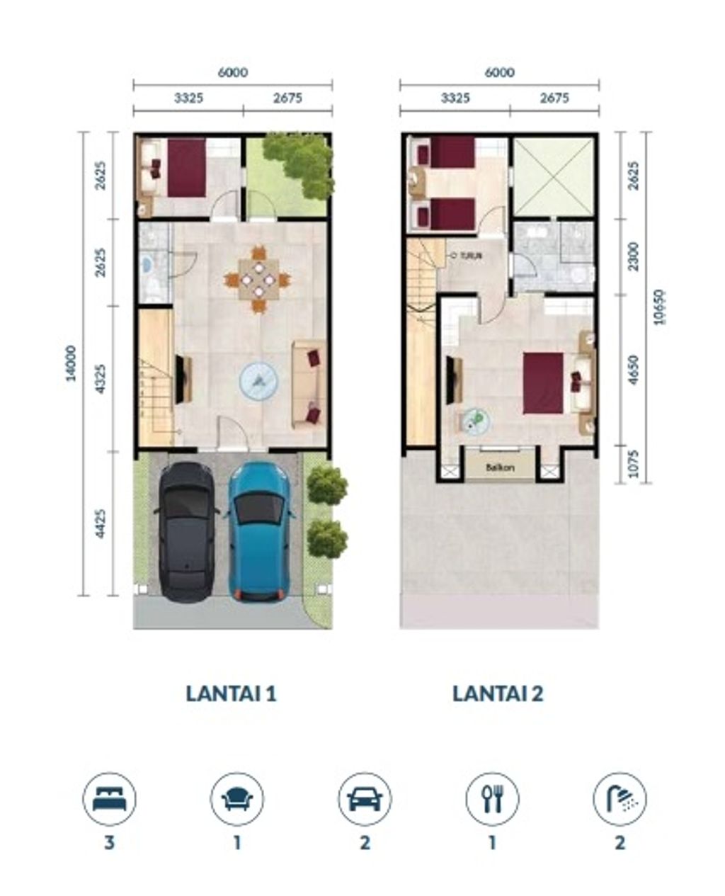 foto denah rumah tipe Ijen perumahan Vida Bekasi - Cluster Kencana