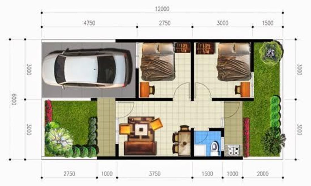 foto denah rumah tipe 36 perumahan Grand House Watuagung 2 Baturetno