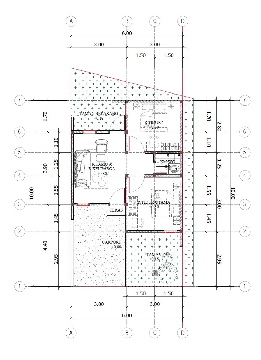 foto denah rumah tipe 34/72 perumahan Parahyangan Residence
