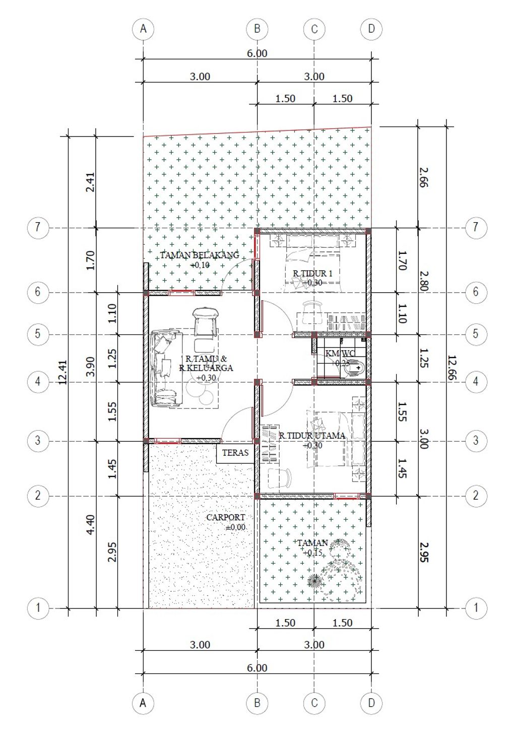 foto denah rumah tipe 34/75 perumahan Parahyangan Residence