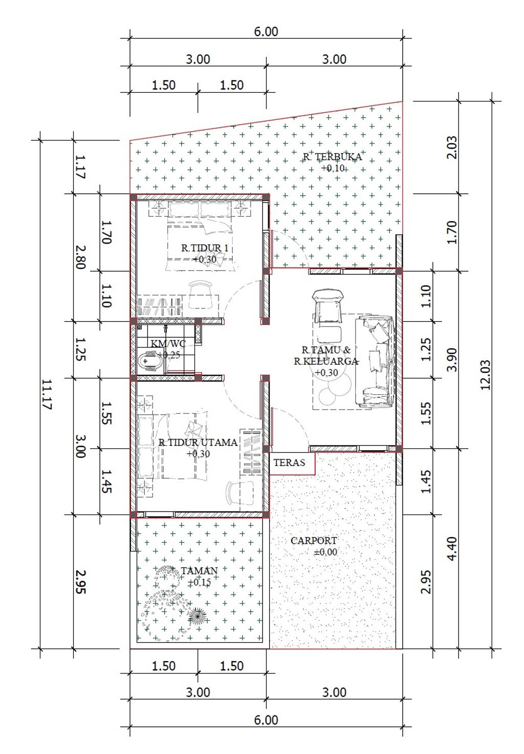 foto denah rumah tipe 34/69 perumahan Parahyangan Residence