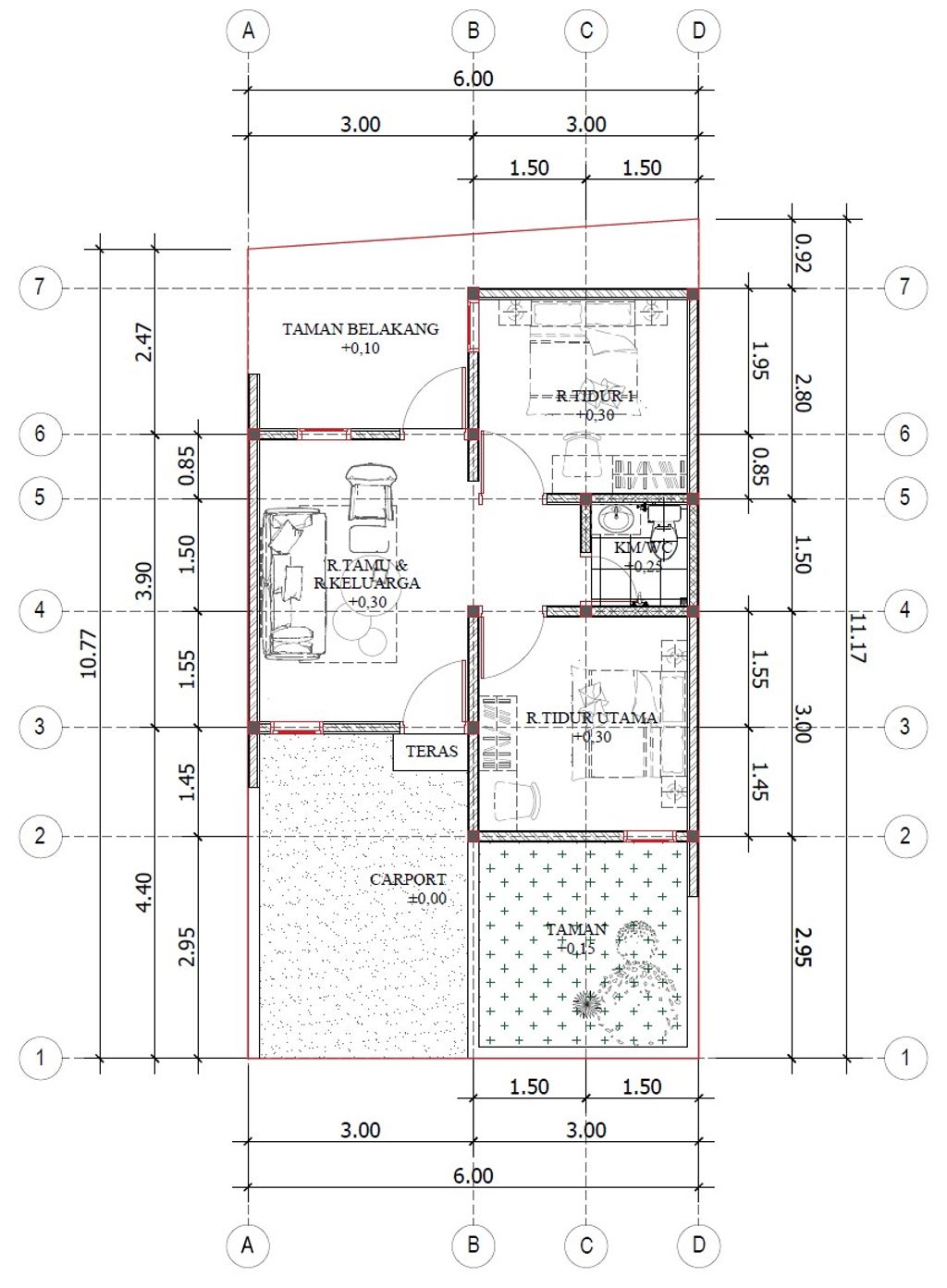 foto denah rumah tipe 34/65 perumahan Parahyangan Residence
