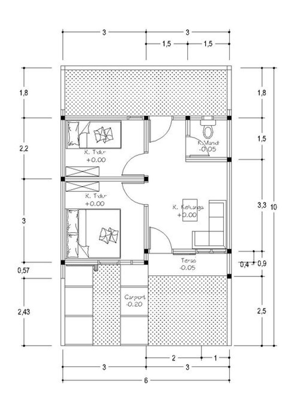 foto denah rumah tipe 30 / 60 perumahan Cikarang Residence