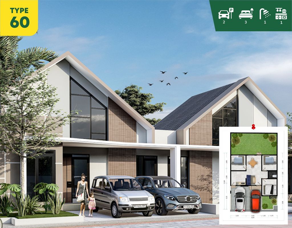 foto tampak rumah tipe 60 perumahan MUKTI GREEN PARK RESIDENCE