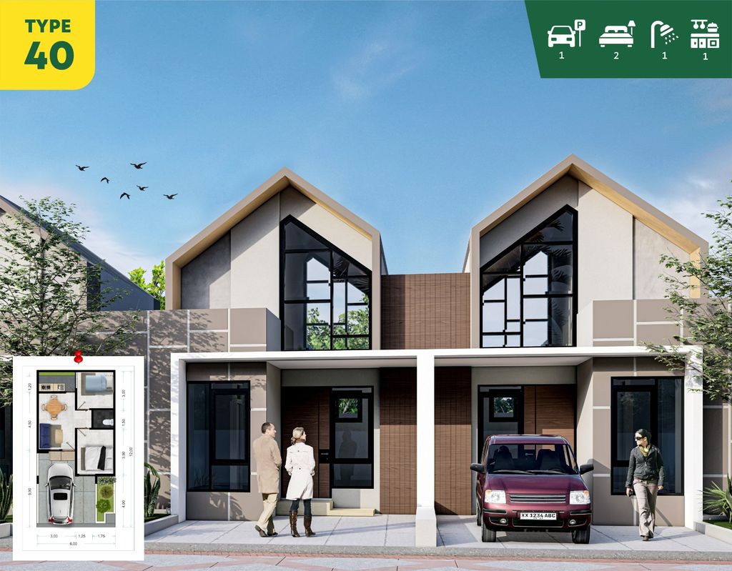 foto denah rumah tipe 40 perumahan MUKTI GREEN PARK RESIDENCE