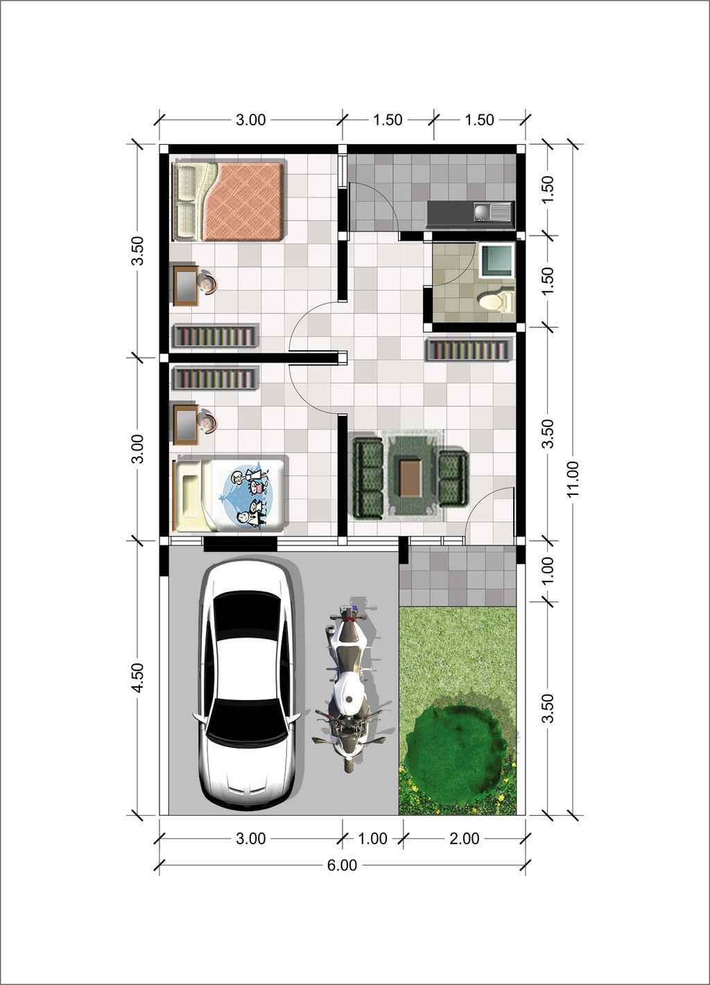 foto denah rumah tipe MAGNOLIA perumahan MUARA GARDEN