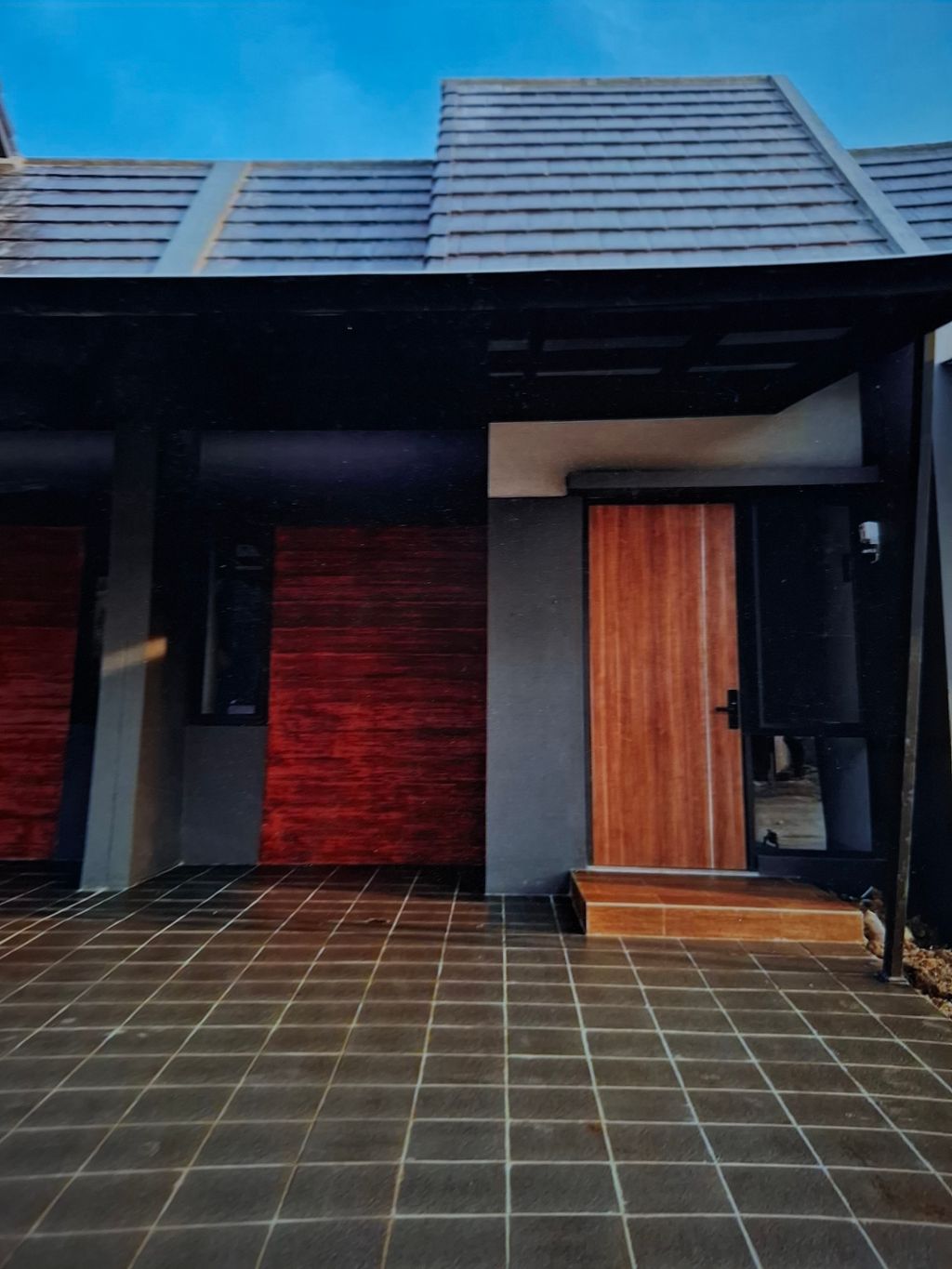 foto tampak rumah tipe LE VERRE 542 perumahan MUTIARA GADING CITY CLUSTER MONACO & PARIS
