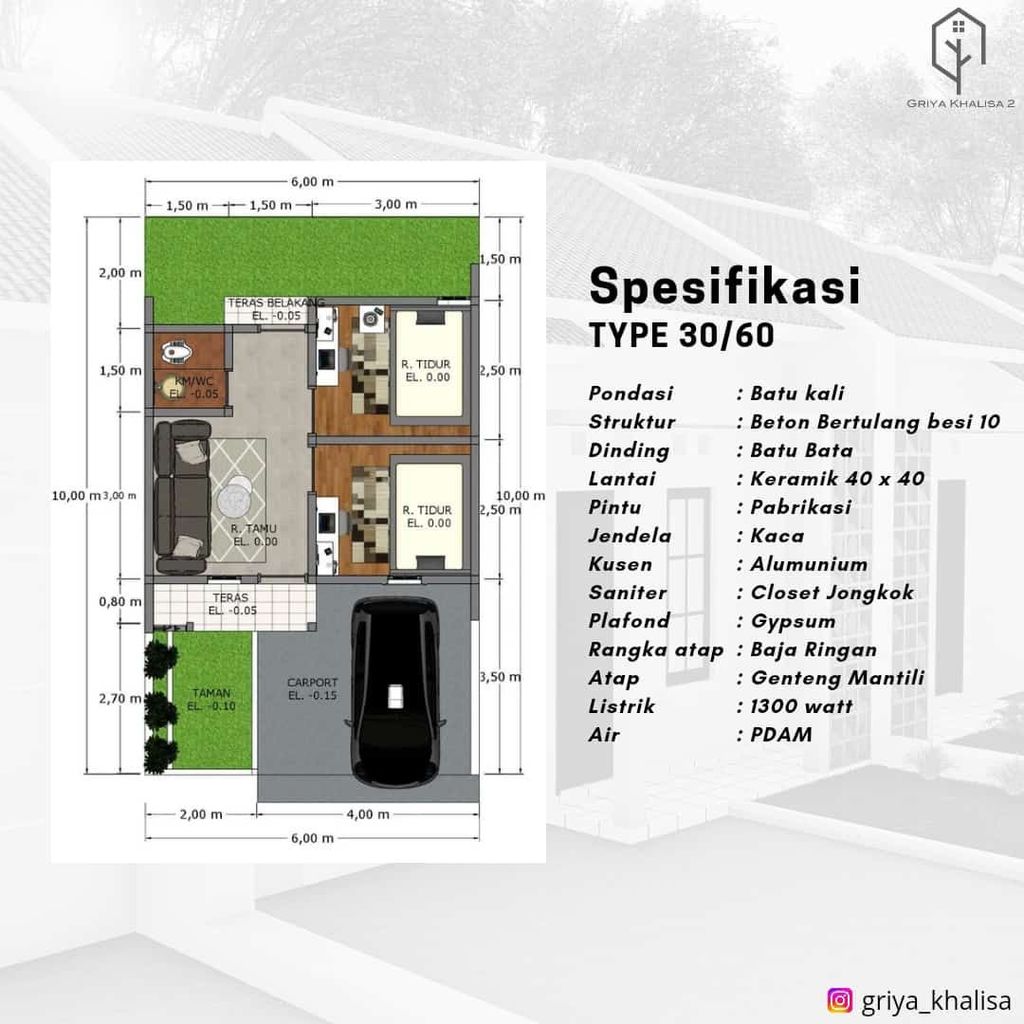 foto denah rumah tipe 30 perumahan GRIYA KHALISA 2