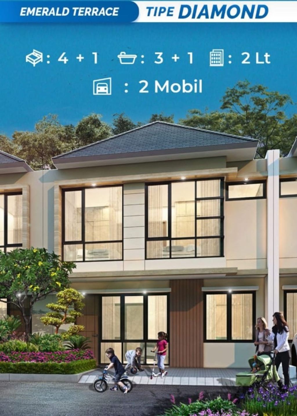 foto tampak rumah tipe DIAMOND perumahan EMERALD TERRACE