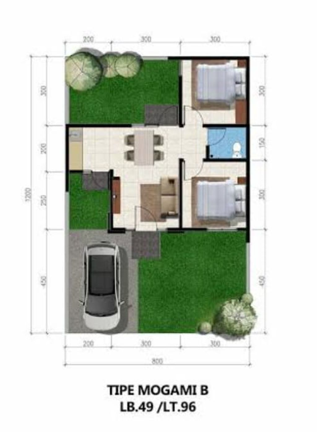 foto denah rumah tipe MOGAMI B perumahan CITRAHARMONI - CLUSTER STAMFORD
