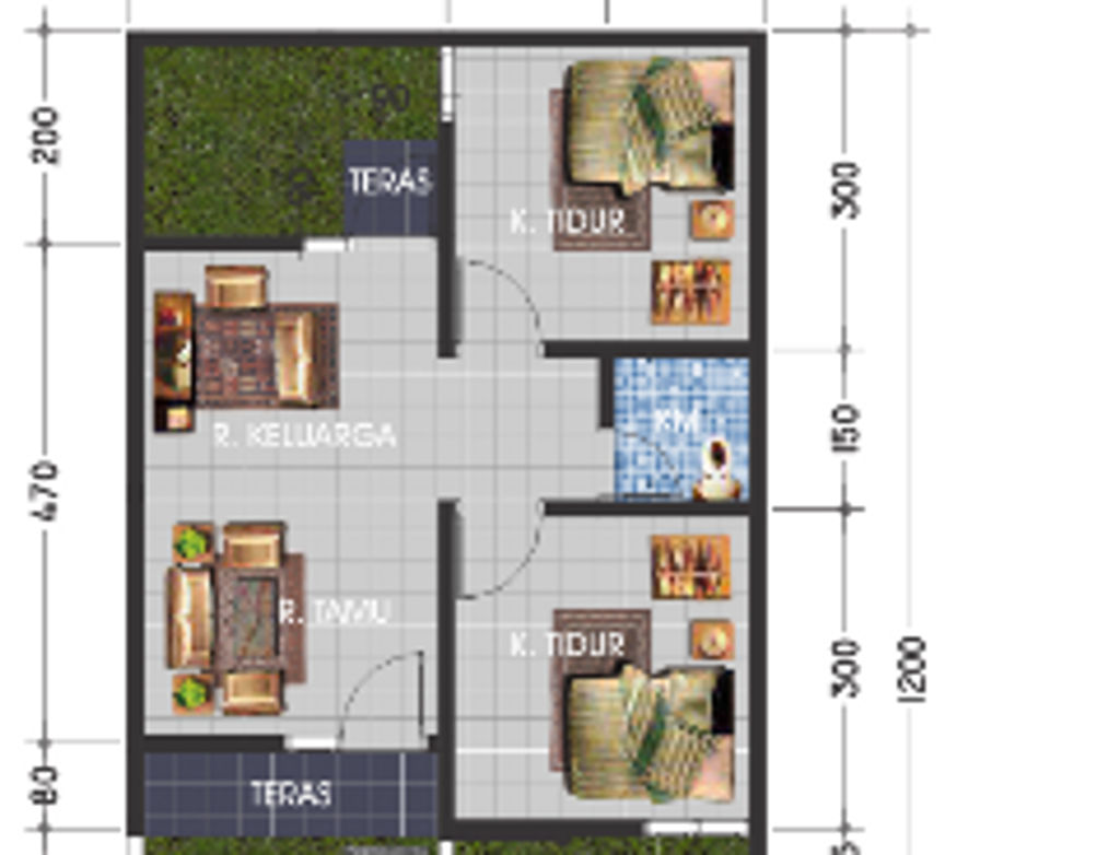 foto denah rumah tipe 34/72 perumahan BUANA CICALENGKA RAYA 2
