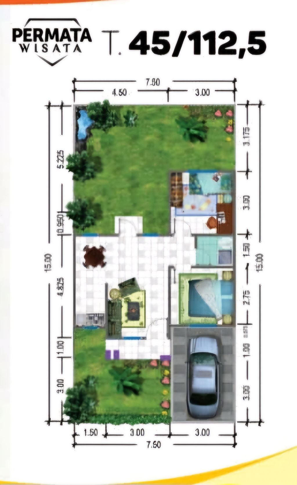 foto denah rumah tipe 45/112,5 perumahan Permata Wisata