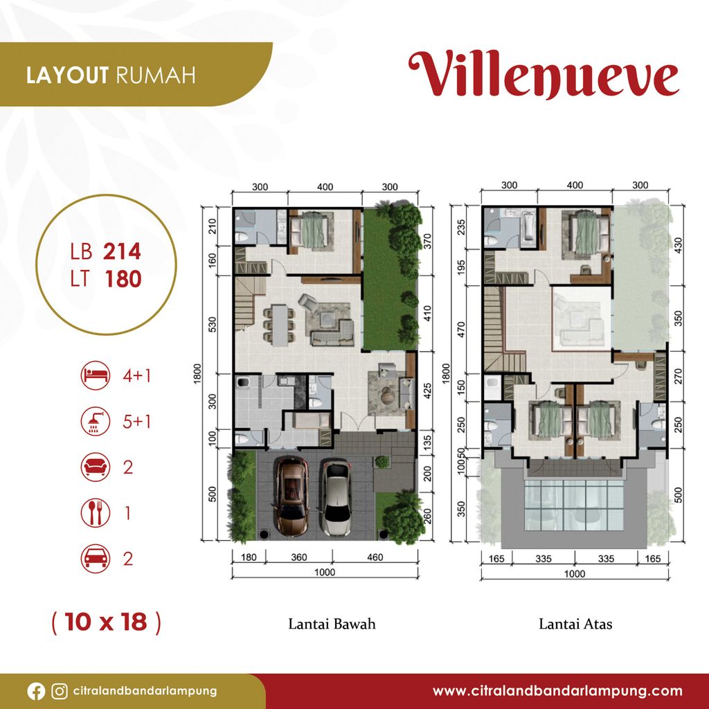 foto denah rumah tipe VILLENEUVE - STANDARD perumahan CITRALAND BANDAR LAMPUNG - REVISI II
