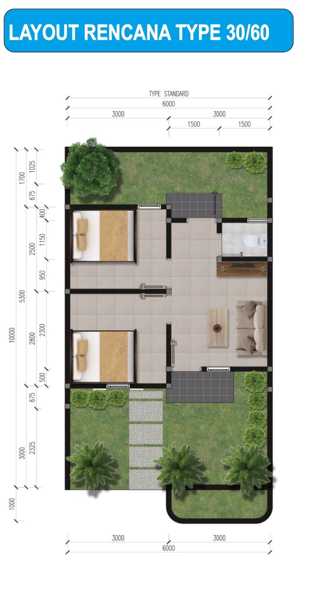 foto denah rumah tipe 30/60 perumahan GIA EDELWEISS