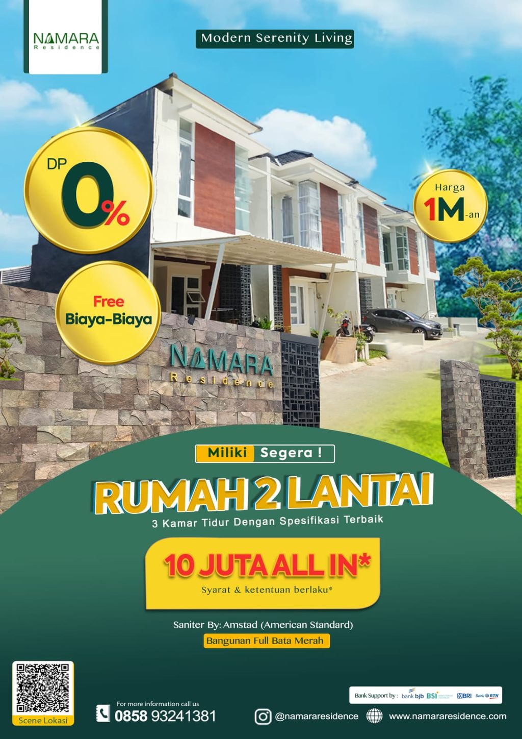 foto tampak rumah tipe 54/72 (600) perumahan NAMARA RESIDENCE TAHAP II