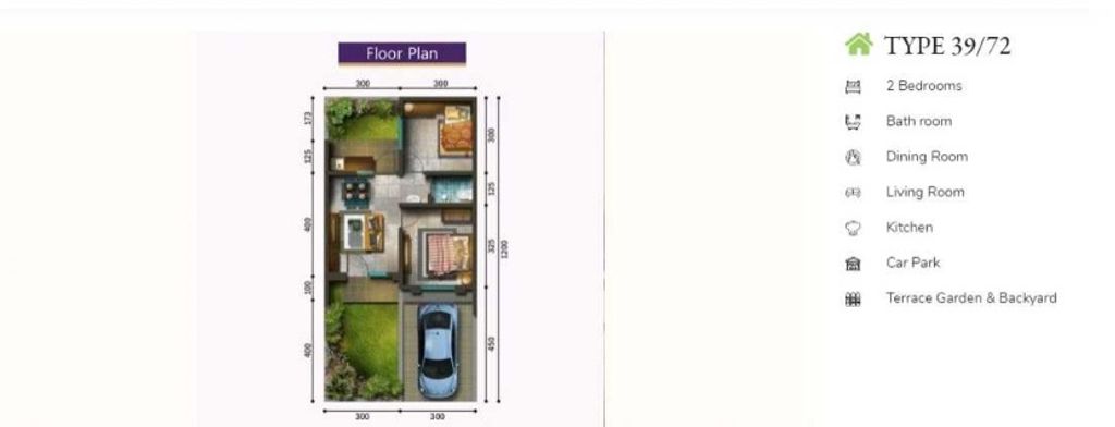 foto denah rumah tipe NC12 - 108 perumahan SERPONG NATURA CITY