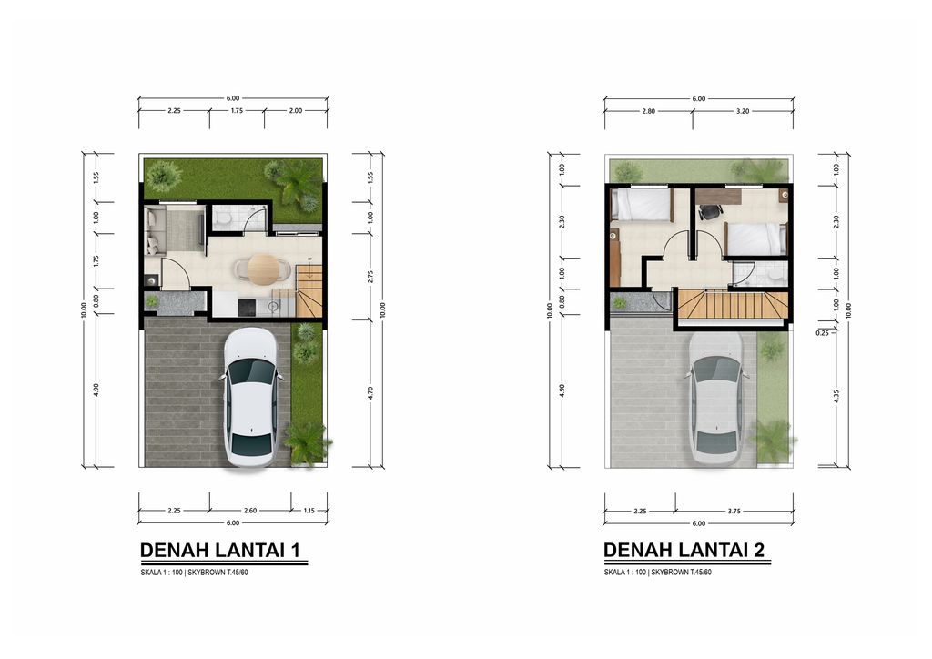 foto denah rumah tipe Sky Brown perumahan SKYLAND SEKARPURO