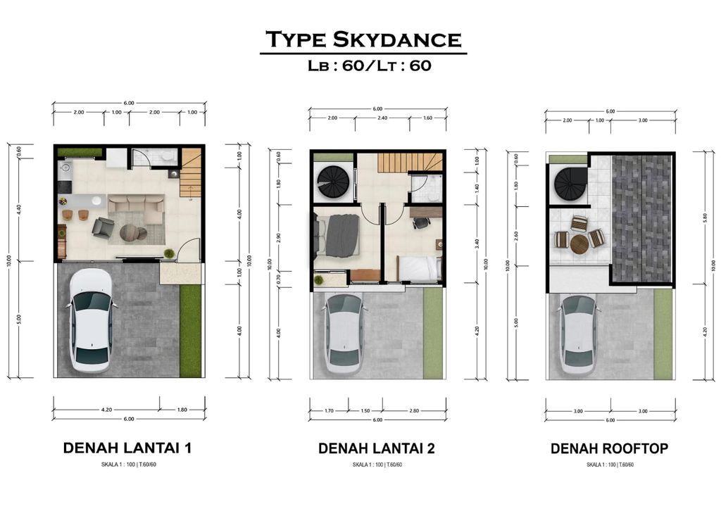 foto denah rumah tipe Sky Dance perumahan SKYLAND SEKARPURO