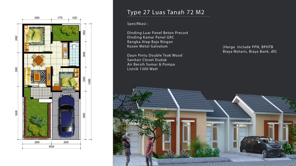 foto denah rumah tipe 27-60 perumahan Perumnas Samesta Parayasa