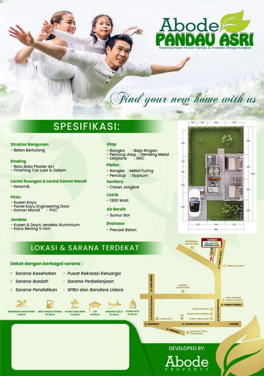 foto denah rumah tipe 36/153 (komersil) perumahan Abode Pandau Asri