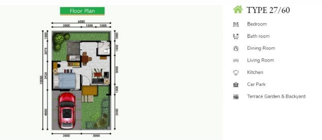 foto denah rumah tipe NF10-56 perumahan SERPONG NATURA CITY