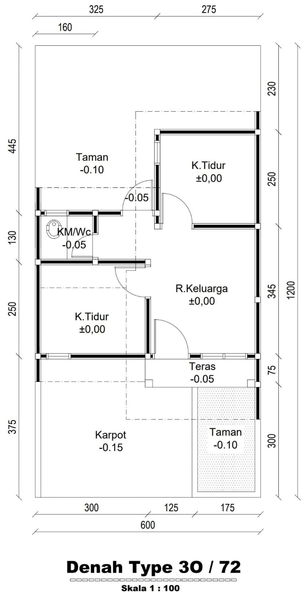 foto denah rumah tipe 30/72 perumahan GRAHA TAVISHA