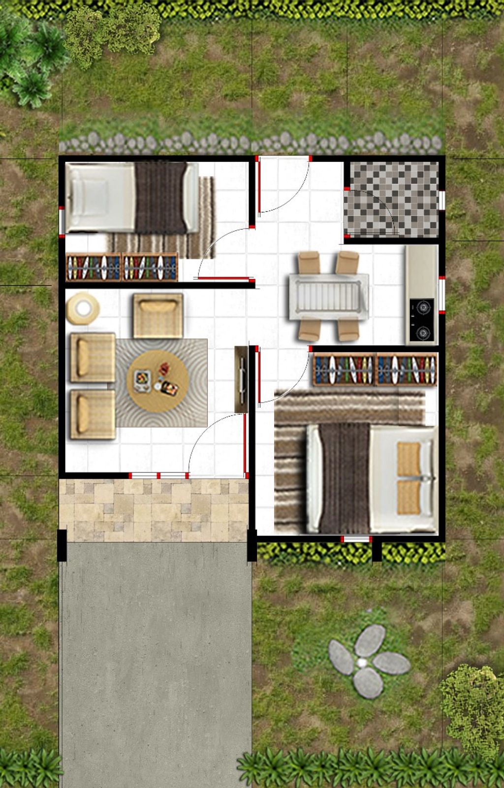 foto denah rumah tipe 36 (2024) perumahan STAR BORNEO RESIDENCE 7 LANJUTAN