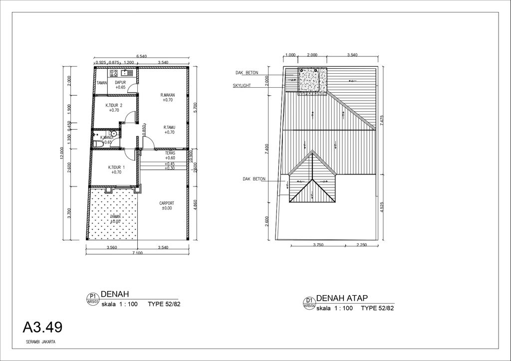 foto denah rumah tipe Edelweis 52 (KSJ) Tahap 2 perumahan Griya Bintara Alami