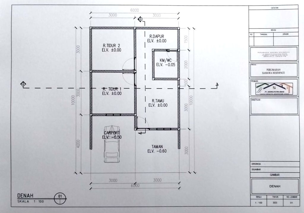 foto denah rumah tipe subsidi perumahan SAMAWA RESIDENCE TAHAP 2 GUNUNG JATI CIANJUR