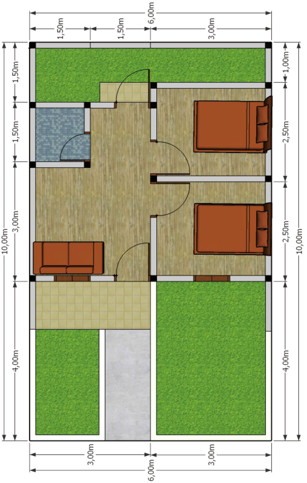 foto denah rumah tipe 30/60 perumahan Perumahan Galaxy Prima Residence Tahap 2