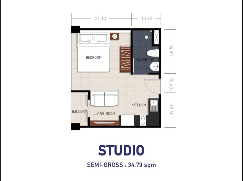 foto denah rumah tipe STUDIO perumahan APARTEMEN BROOKLYN