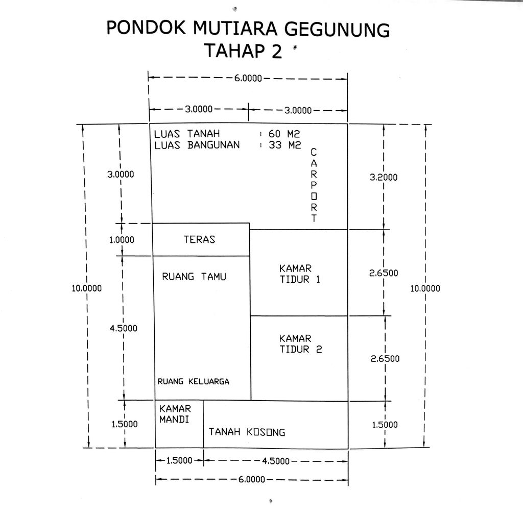 foto denah rumah tipe 33/60 - 150.5 jt perumahan Pondok Mutiara Gegunung Tahap 2