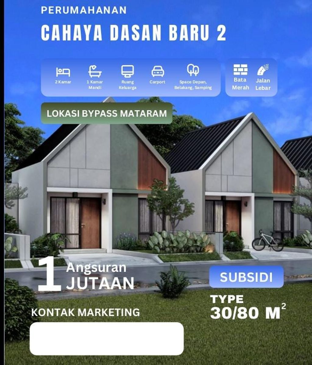 foto tampak rumah tipe 30/80 perumahan CAHAYA DASAN BARU TAHAP 2