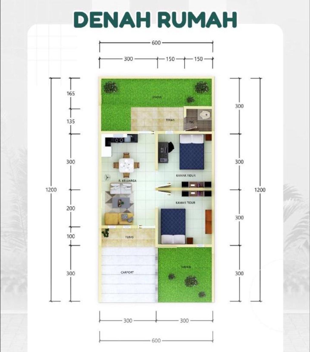 foto denah rumah tipe 36/72 perumahan JE'NEMADINGING REGENCY TAHAP 3