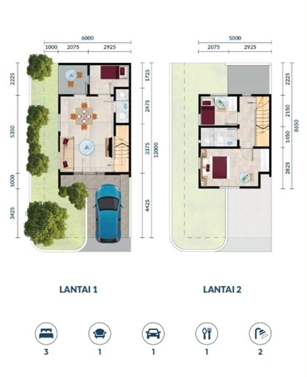 foto denah rumah tipe Bromo - 114 perumahan Vida Bekasi - Cluster Kencana