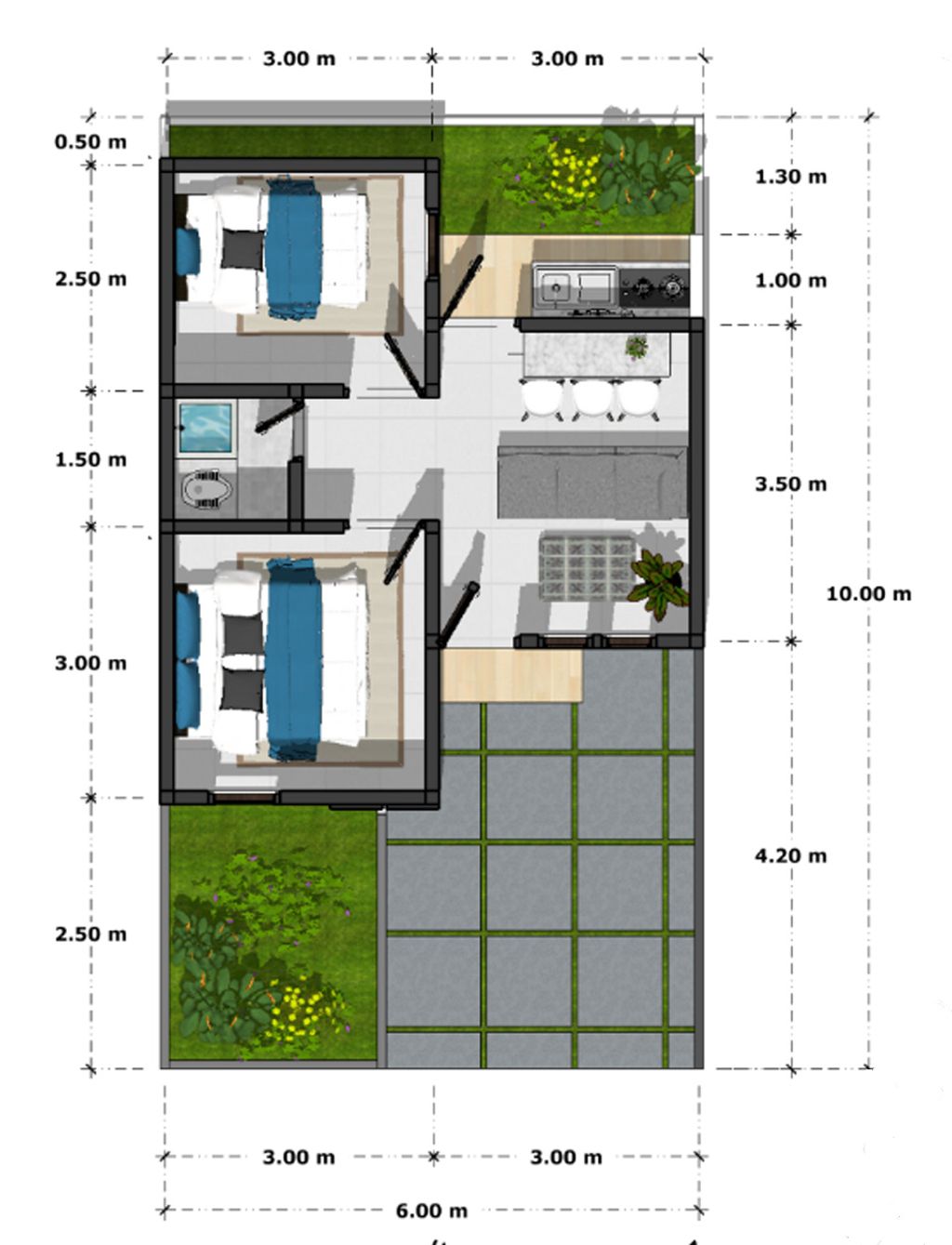 foto denah rumah tipe 32/60 perumahan WONOSARI INDAH