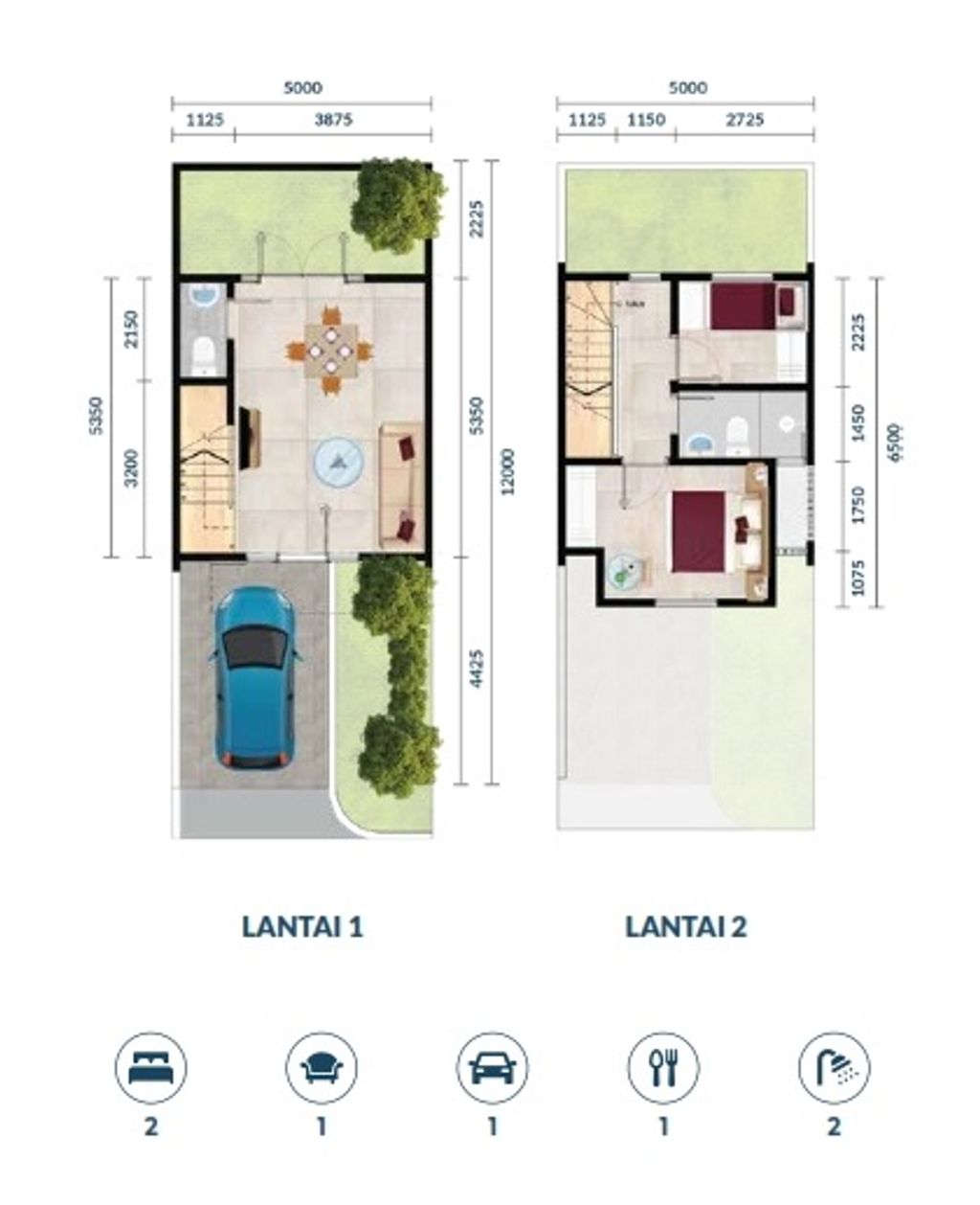 foto denah rumah tipe Rinjani - 84 perumahan Vida Bekasi - Cluster Kencana