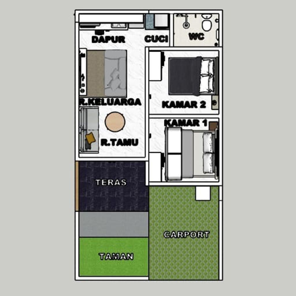 foto denah rumah tipe 36/66 perumahan Barra Residence