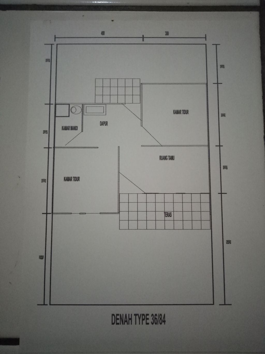 foto denah rumah tipe 36/84 perumahan Pesona Parahyangan