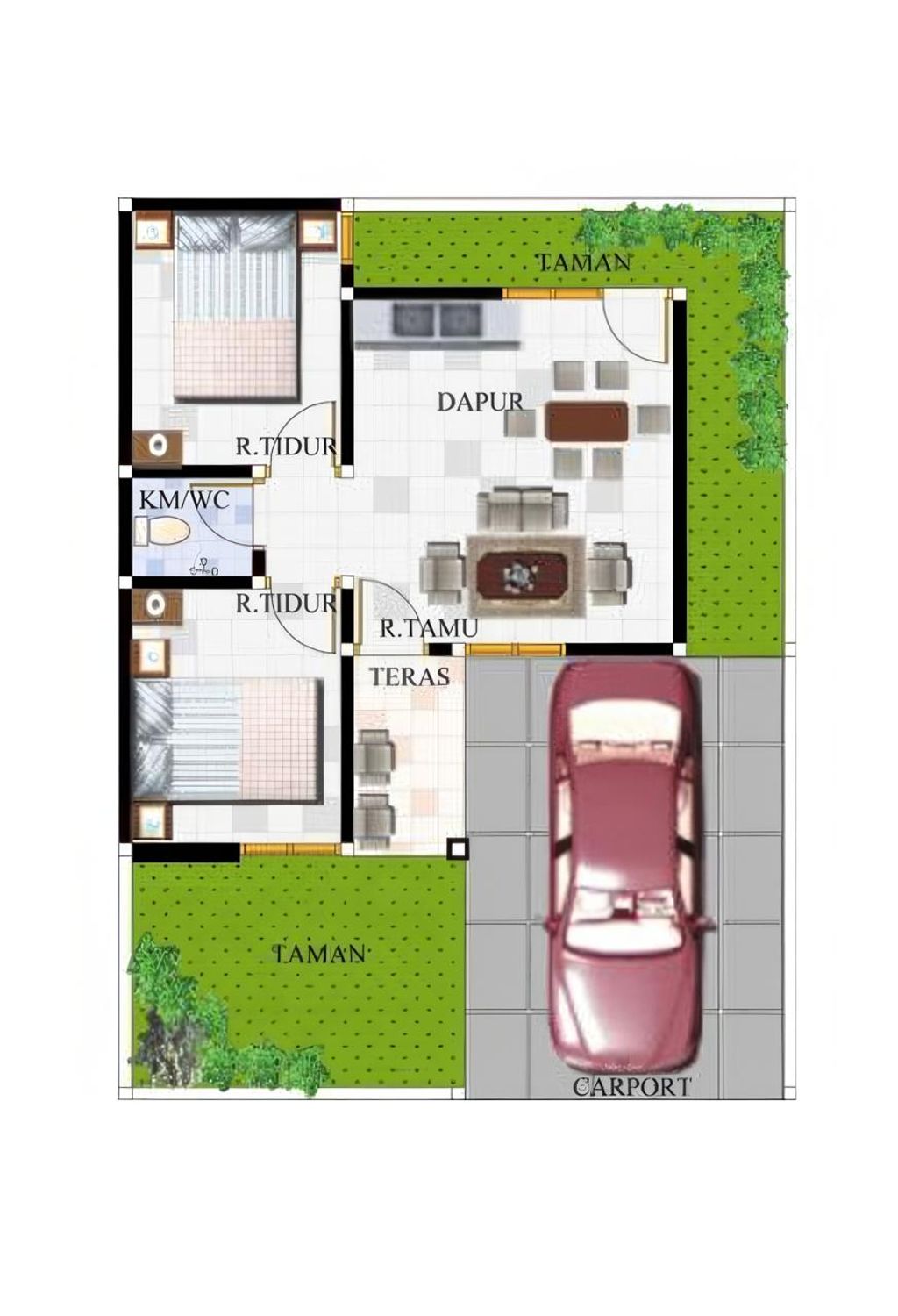 foto denah rumah tipe 36/60 (PMK 2024) perumahan Garden Estetika Residence