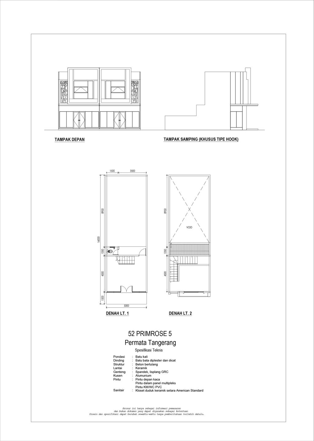 foto denah rumah tipe 52 PRIMROSE perumahan PERMATA TANGERANG