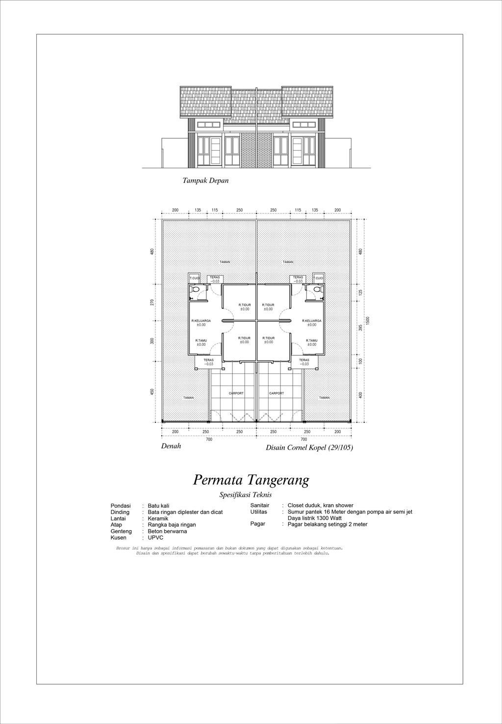 foto denah rumah tipe 29 CORNEL KOPEL perumahan PERMATA TANGERANG