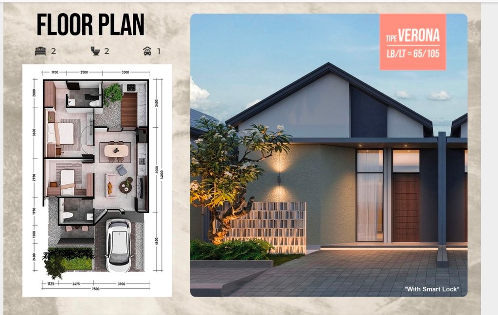 foto denah rumah tipe VERONA perumahan GRAND MONERO