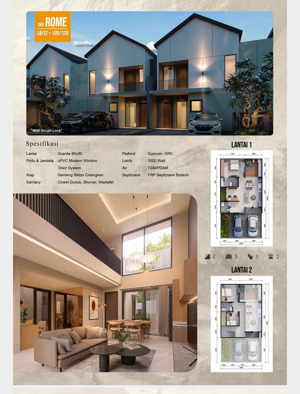 foto denah rumah tipe ROME perumahan GRAND MONERO
