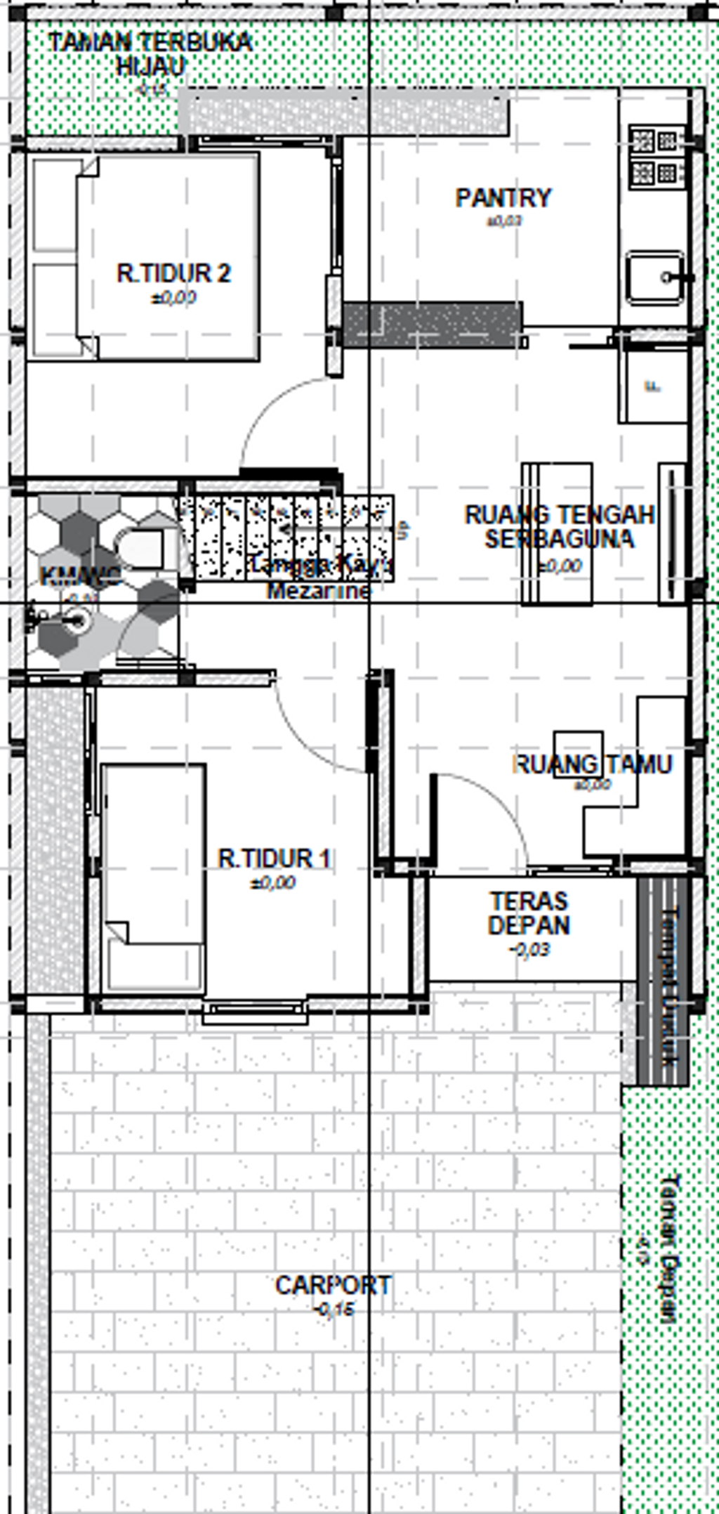 foto denah rumah tipe 69 perumahan Cimanggis Eco Townhouse