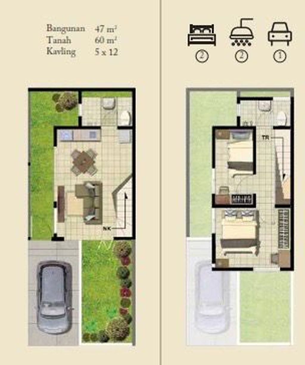foto denah rumah tipe Basil perumahan Vida Bekasi - Cluster Botanica