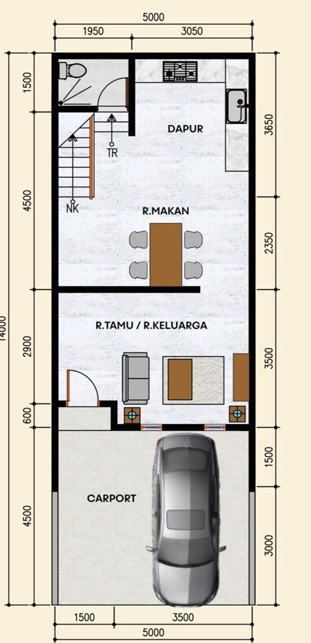 foto denah rumah tipe 60/80 perumahan GRAND MEDITERANIA RESIDENCE